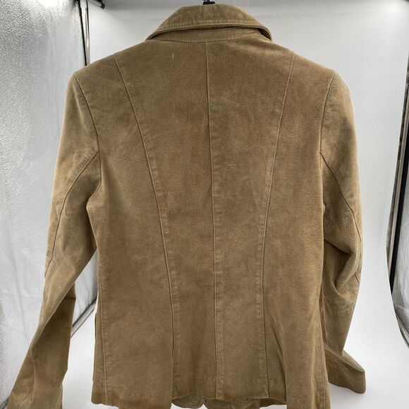 Marc Mattis Tan Leather Jacket: Size Medium Button Up With Pockets - Picture 2 of 3